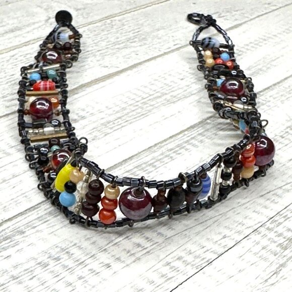 Beaded Choker Necklace Adjustable Length Multi Color - Picture 1 of 3